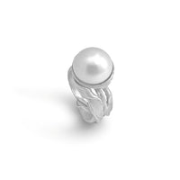 Silver Seaweed Pearl Ring