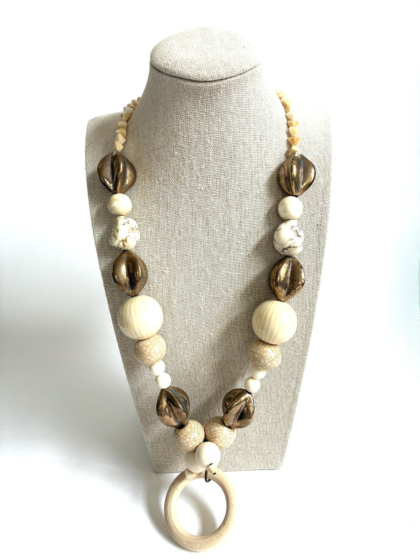 Wood Hoop Pendant Necklace
