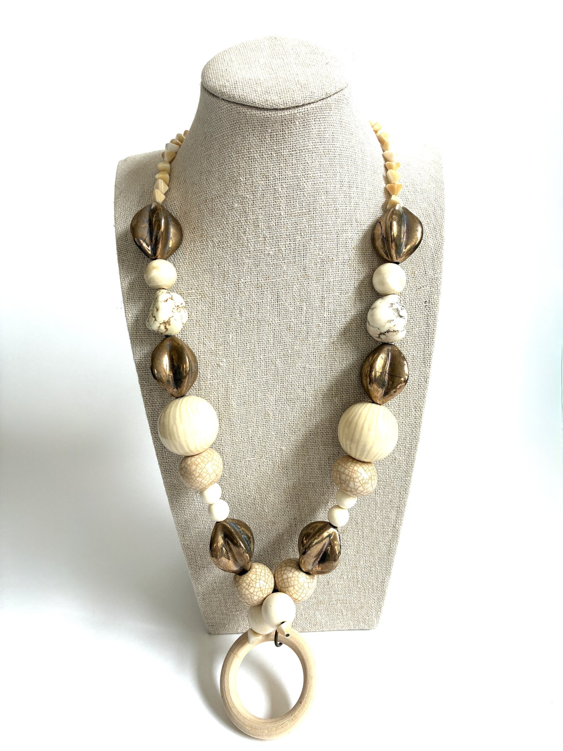 Wood Hoop Pendant Necklace