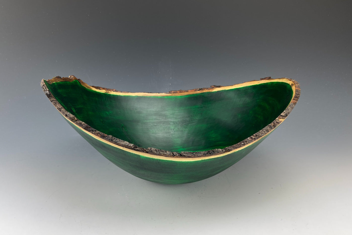 Natural Edge Dyed Maple Bowl in Green