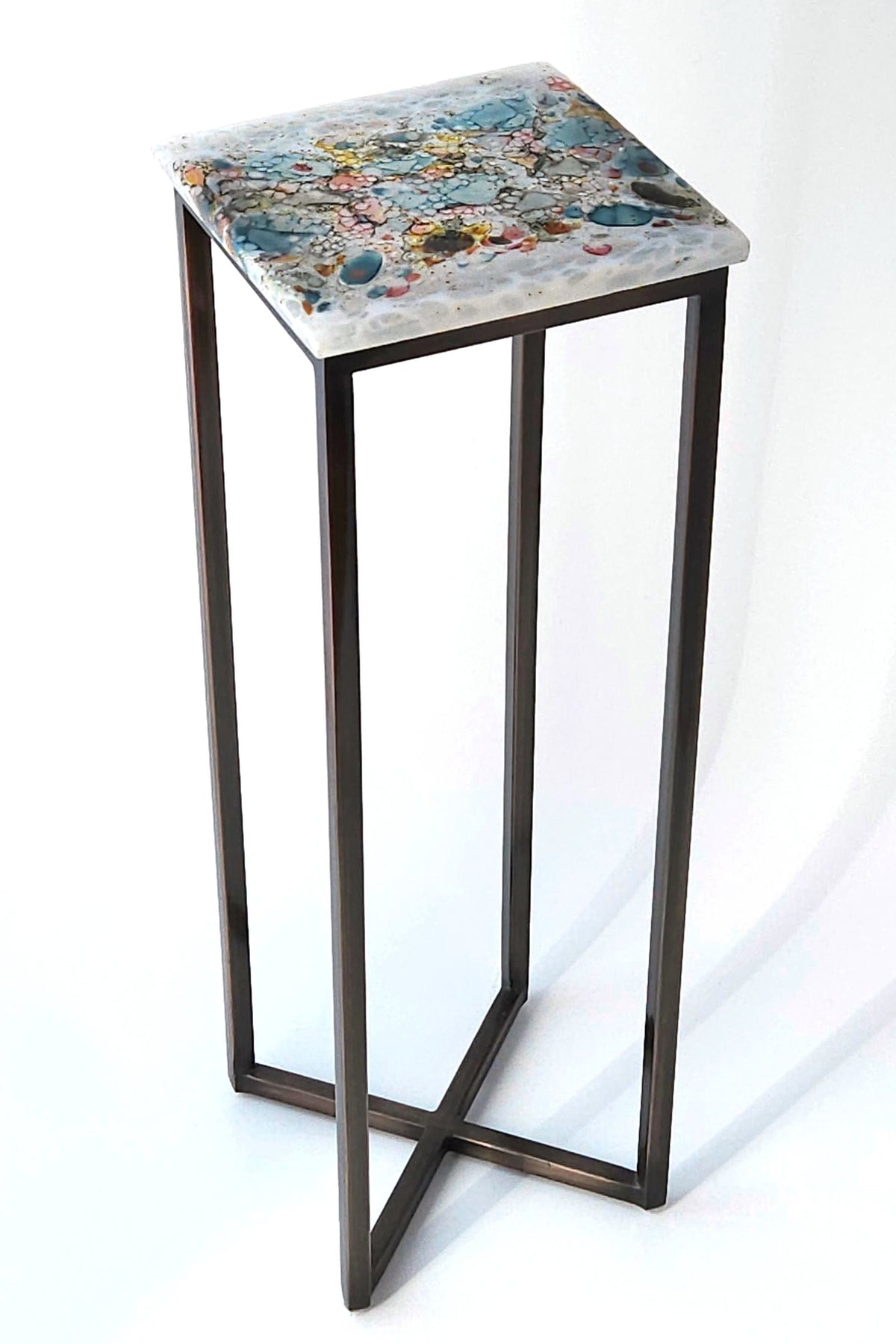 Sunset Coral Glass Table