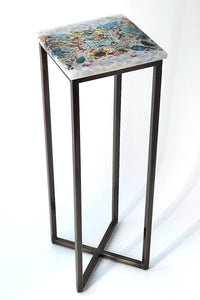 Sunset Coral Glass Table