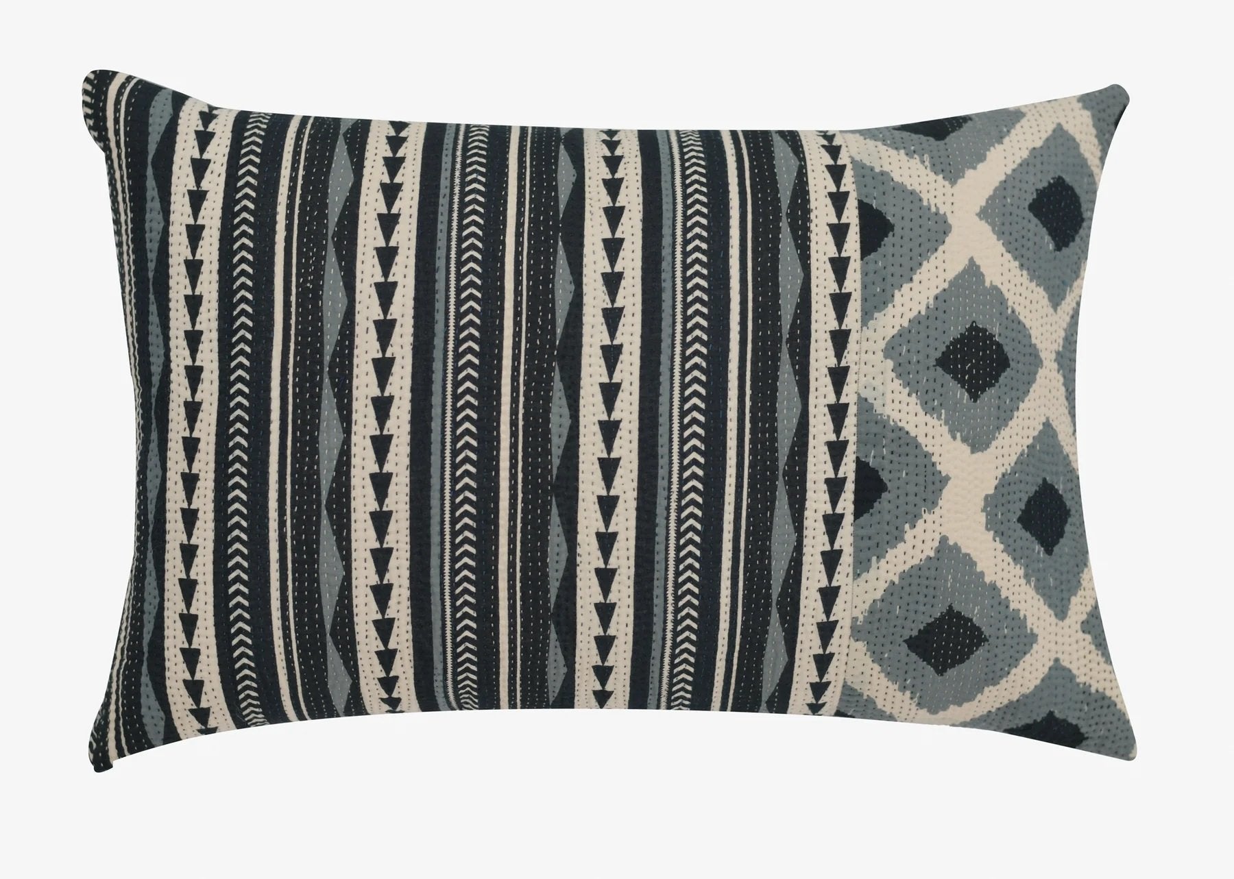 Standard Monotone Ikat Vintage Kantha Pillow