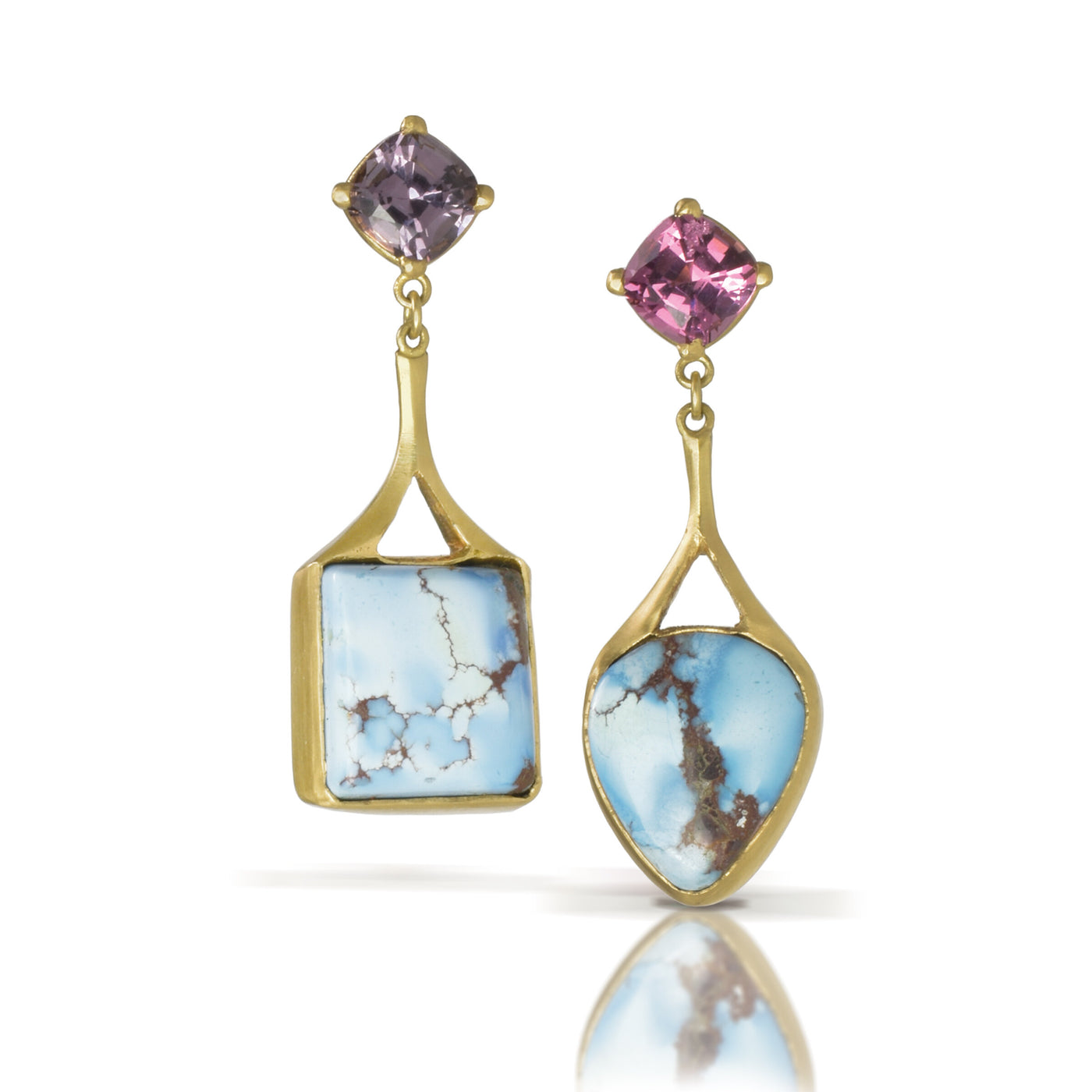 Lavender Turquoise & Spinel Earrings