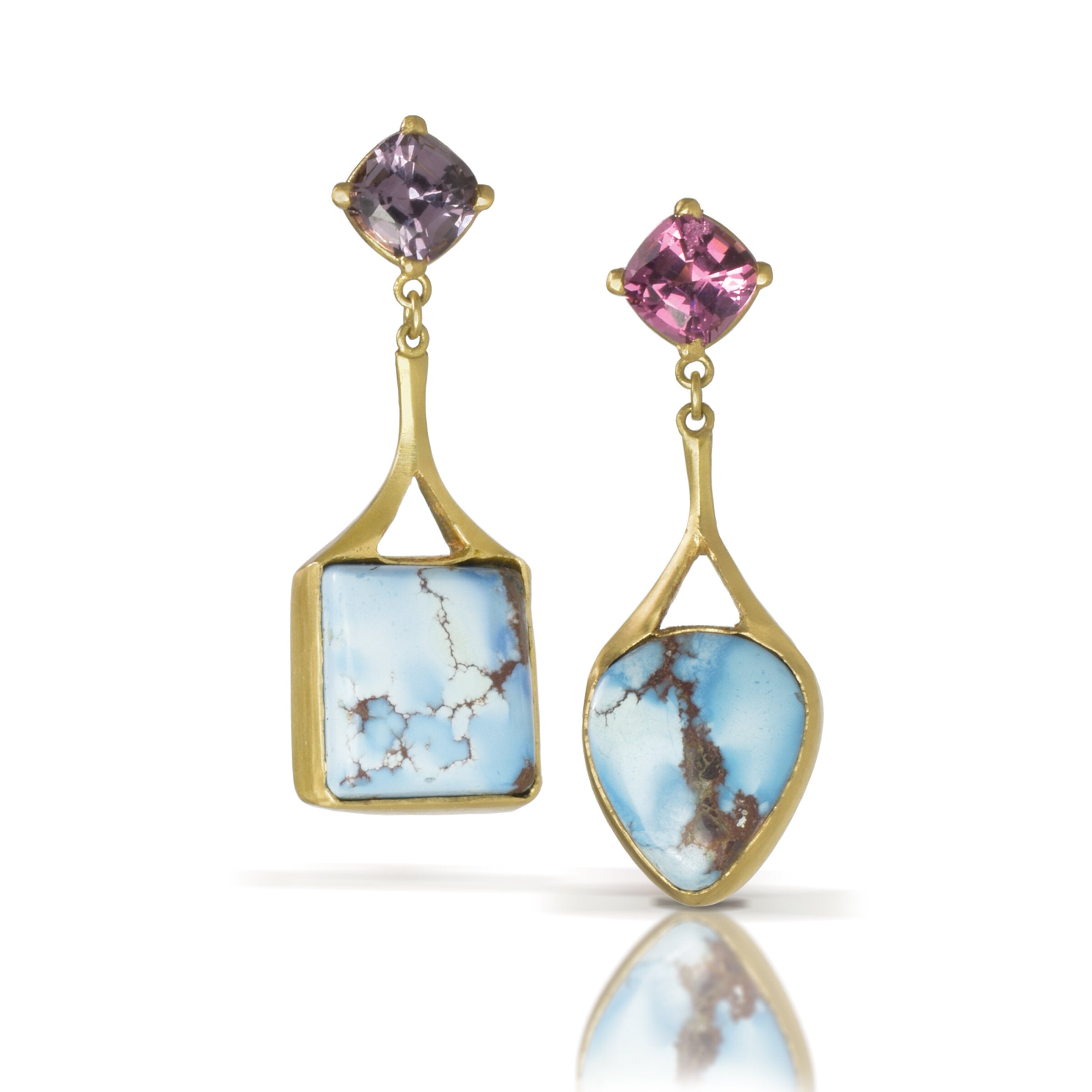 Lavender Turquoise & Spinel Earrings