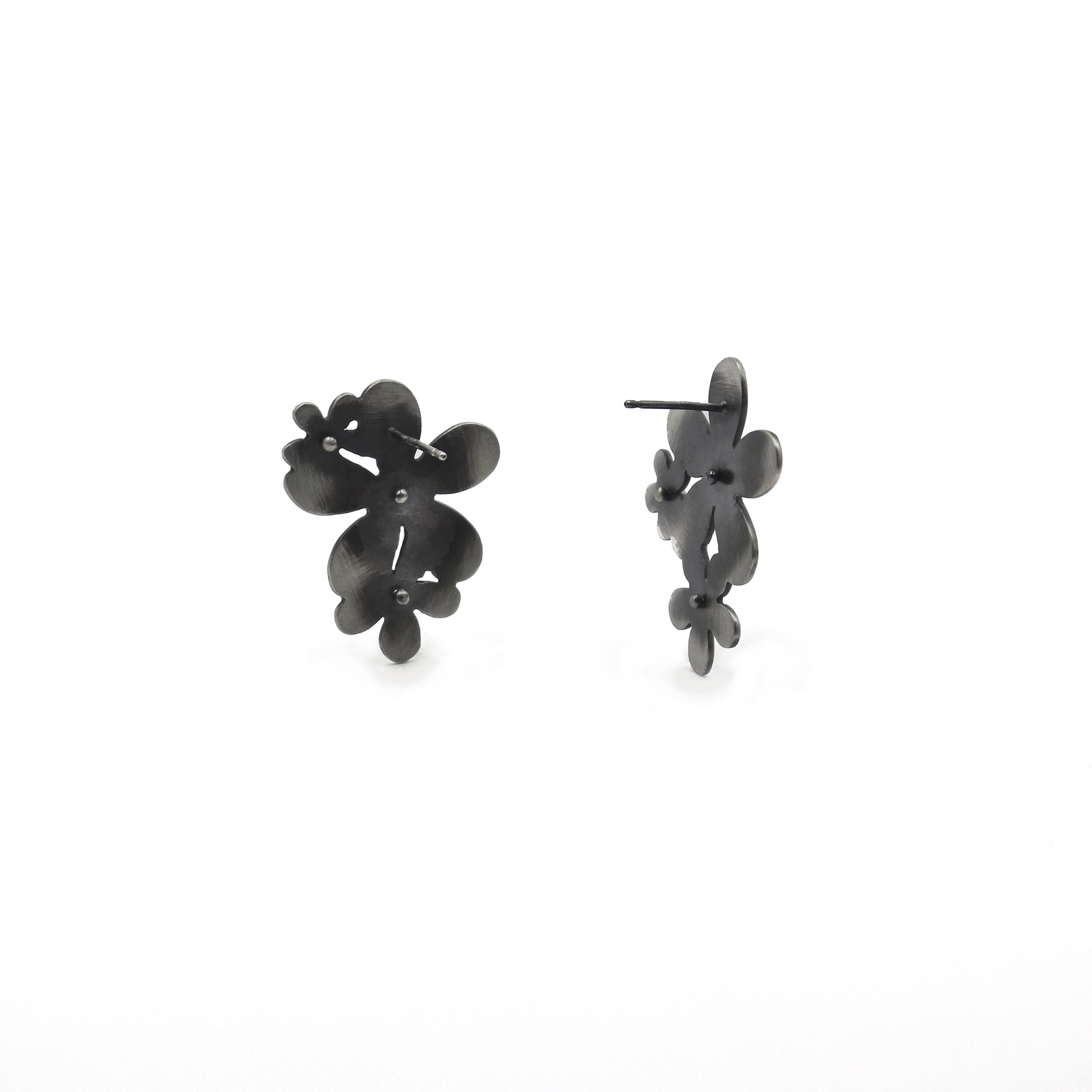 Flower Canopy Asymmetrical Stud Earrings