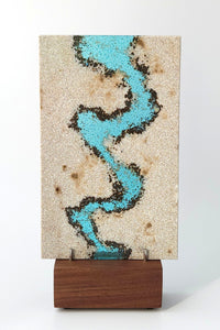 Light Aqua Meander on Walnut