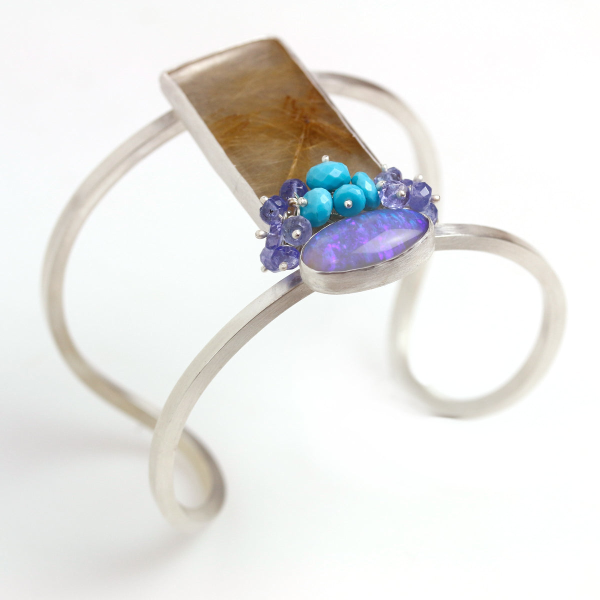 Golden Rutile & Lilac Opal Column Cuff
