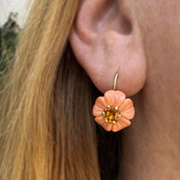 Treasure Chest Coral & Citrine Flower Earrings