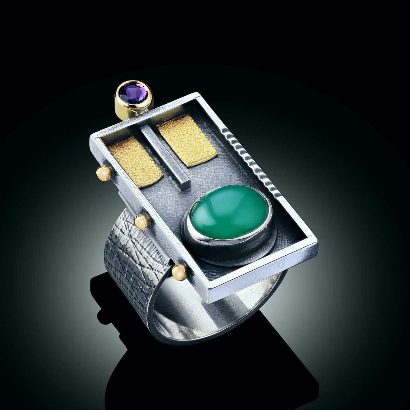 Green Chrysoprase Rectangular Ring