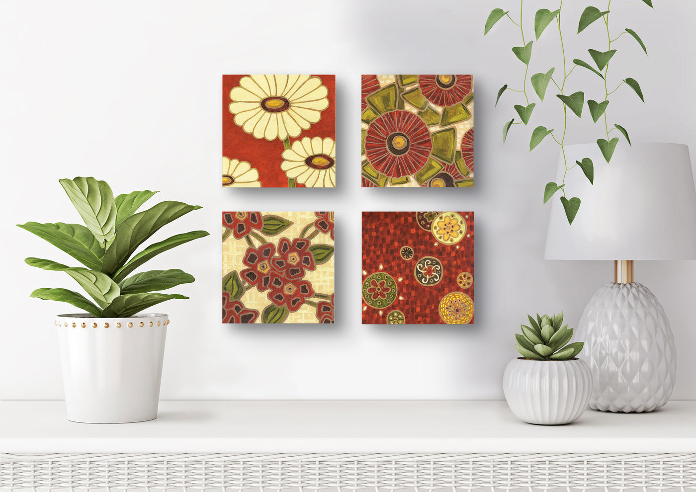 Maisy, Emily, India, and Elizabeth Wooden Wall Tiles