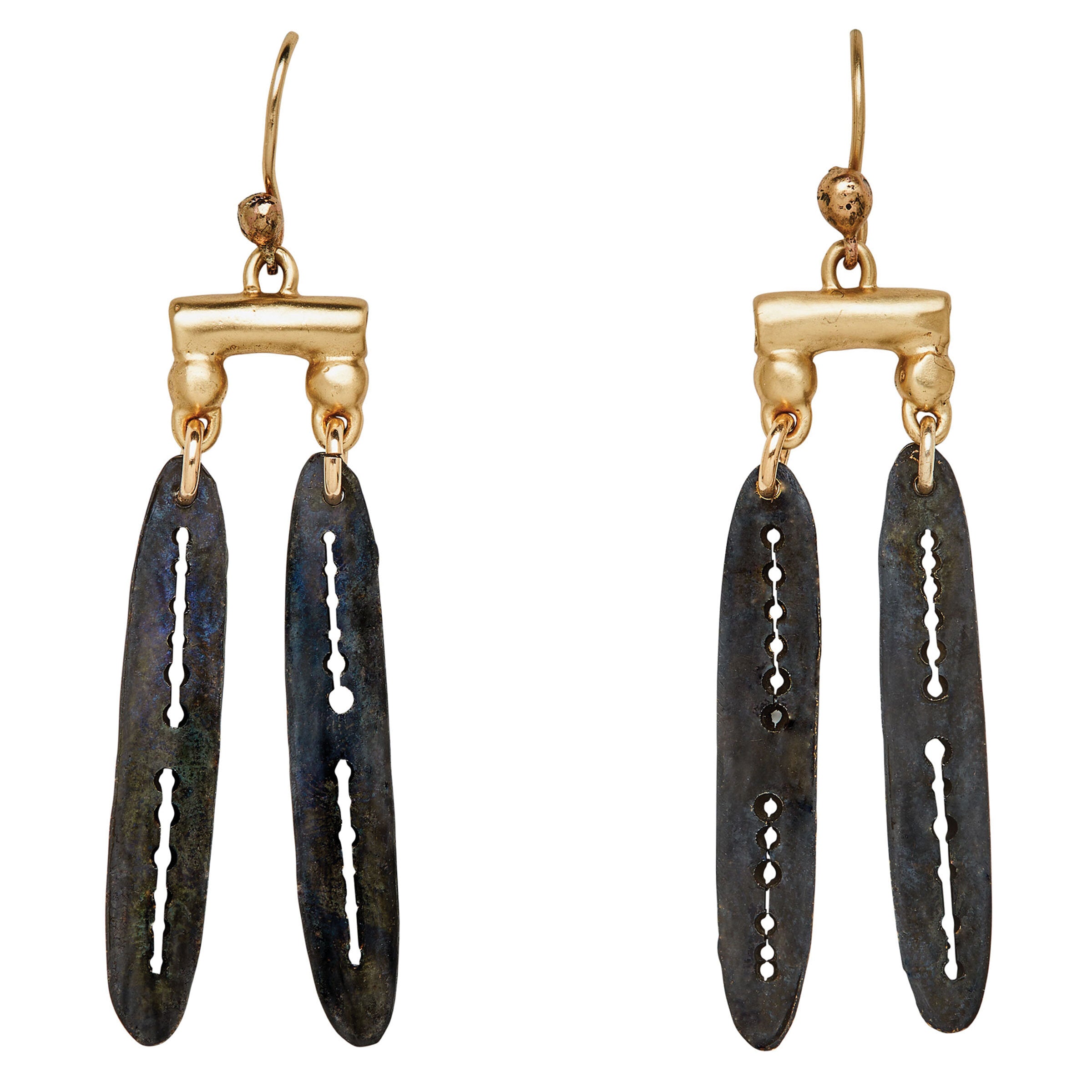 Black Bronze Scale Chandelier Earrings