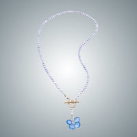 Light Blue Pearls & Blue Quartz Hearts Necklace