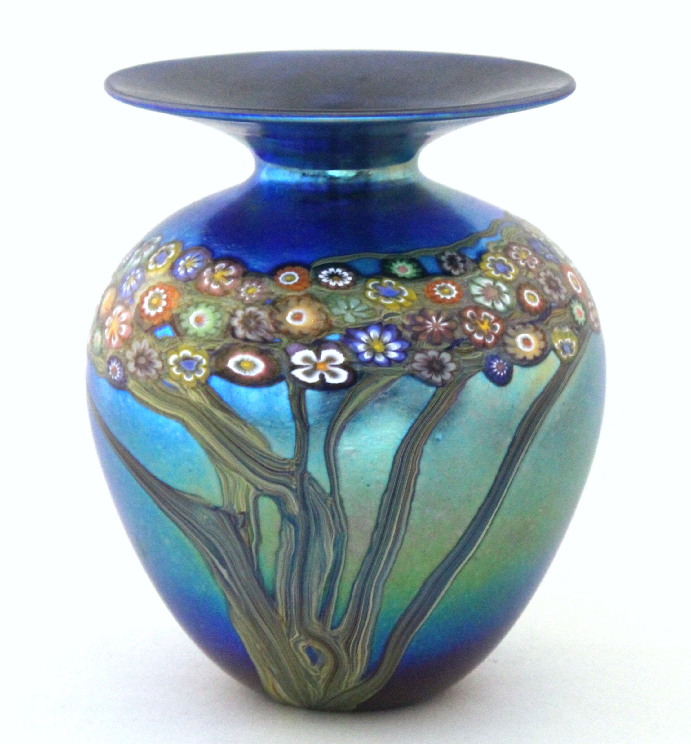Silver Blue Vines Vase II