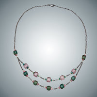 Pink and Green Quartz and Sterling Silver