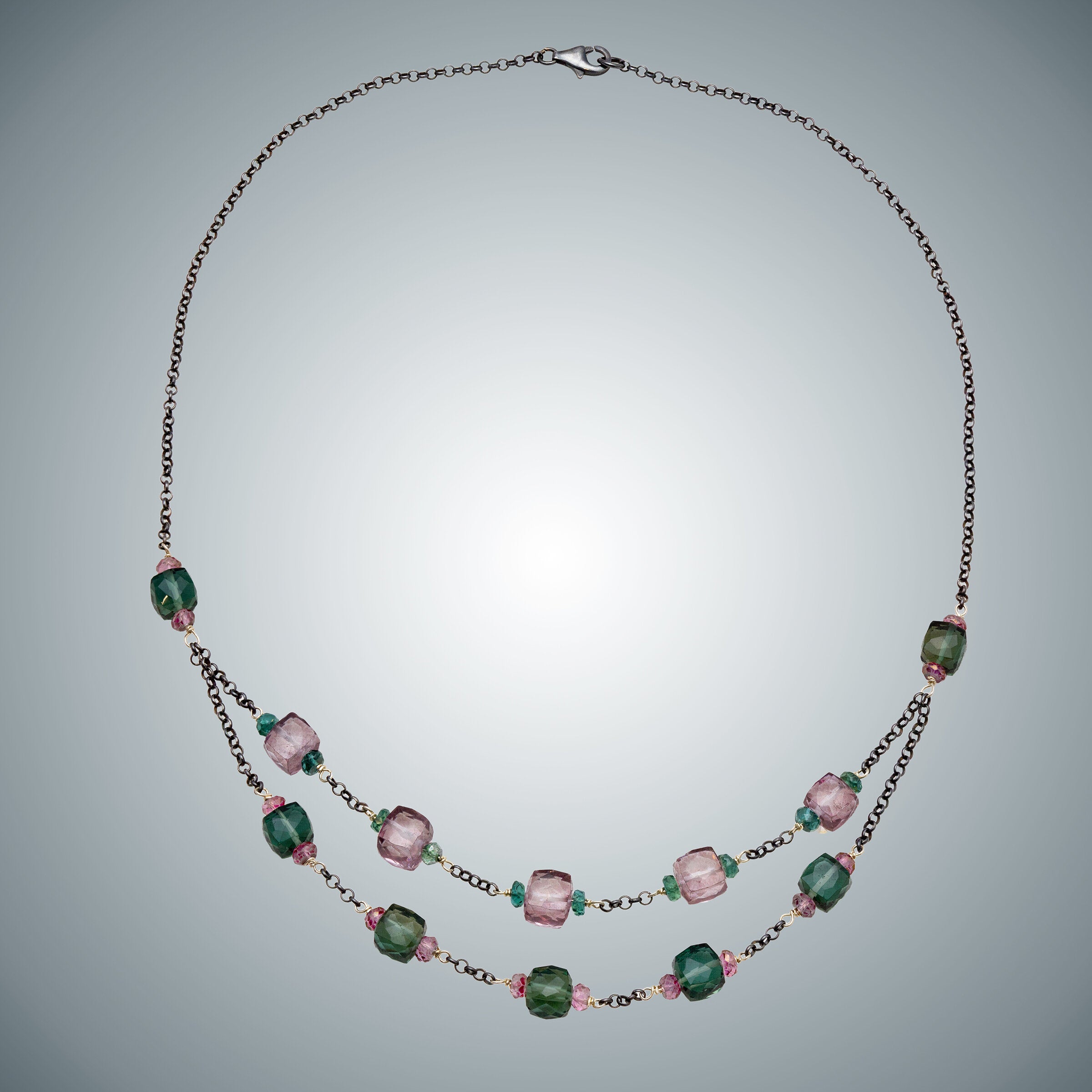 Pink and Green Quartz and Sterling Silver
