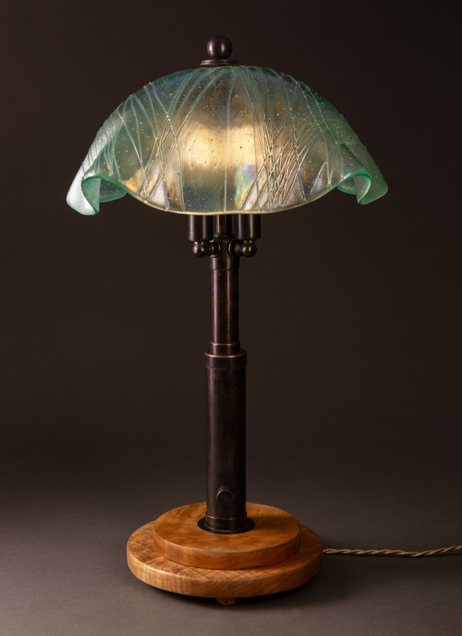 Green Iridized Copper Table Lamp