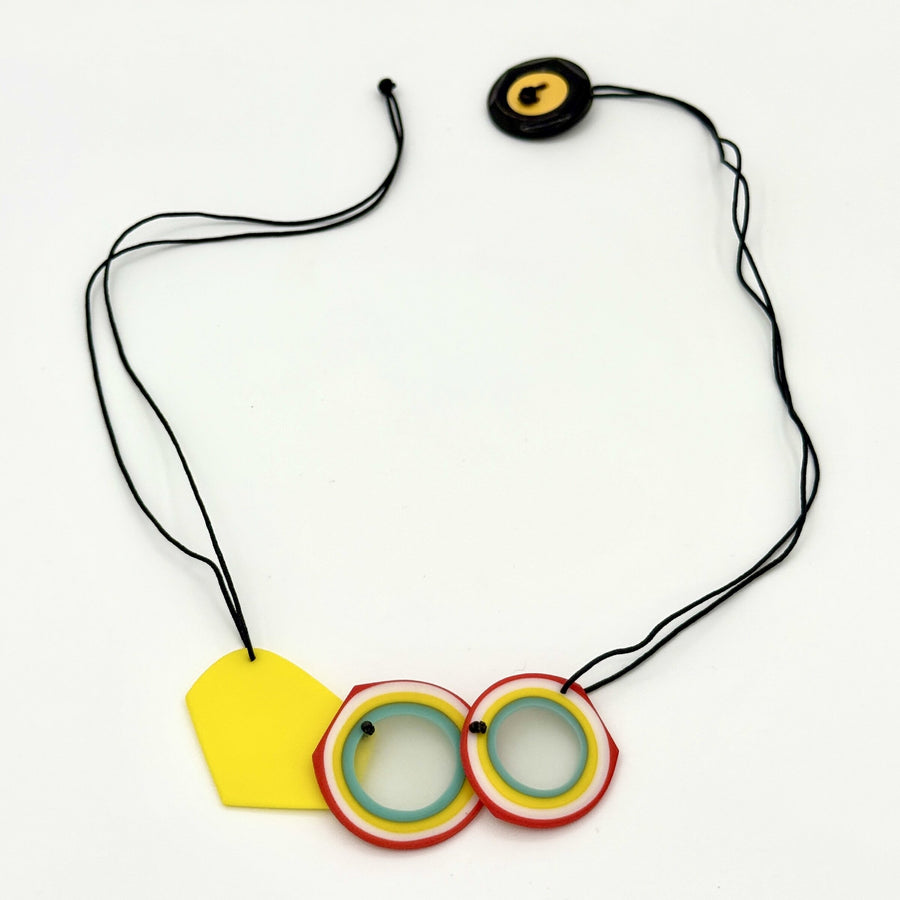Red, Turquoise & White Circles Necklace