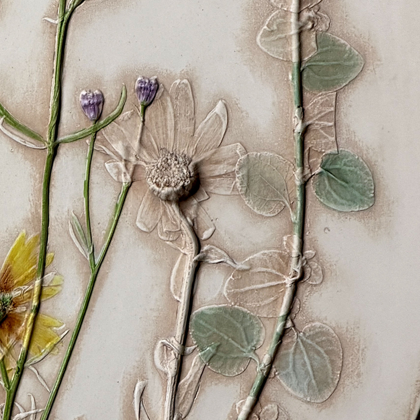 Blue Butterfly & Summer Flowers Oval Tile