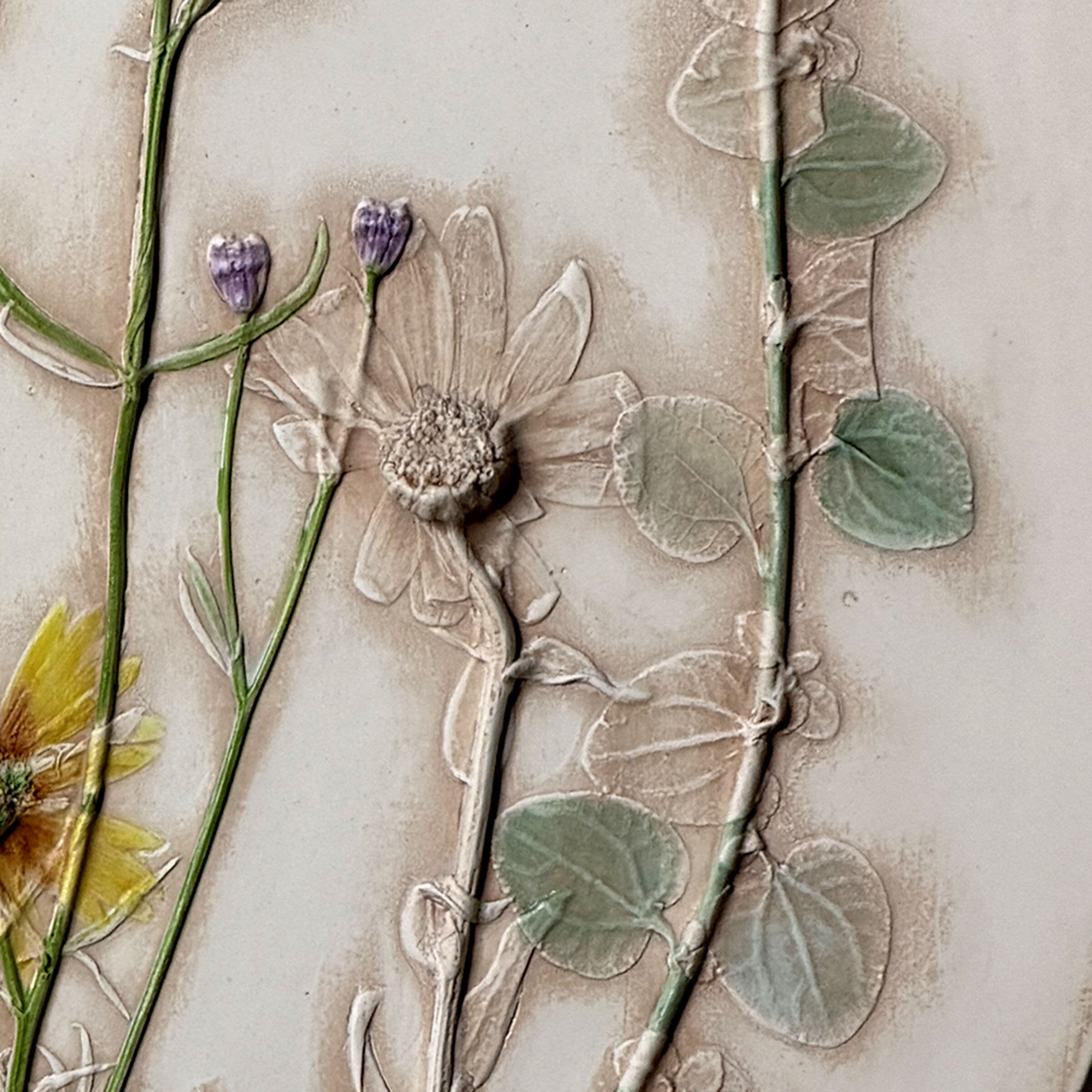 Blue Butterfly & Summer Flowers Oval Tile
