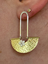 Half-Moon Basketweave Dangle Earrings