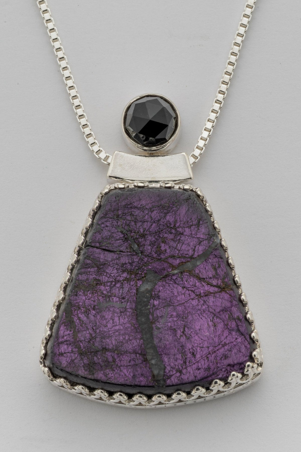 Purpurite & Black Onyx Crown Pendant