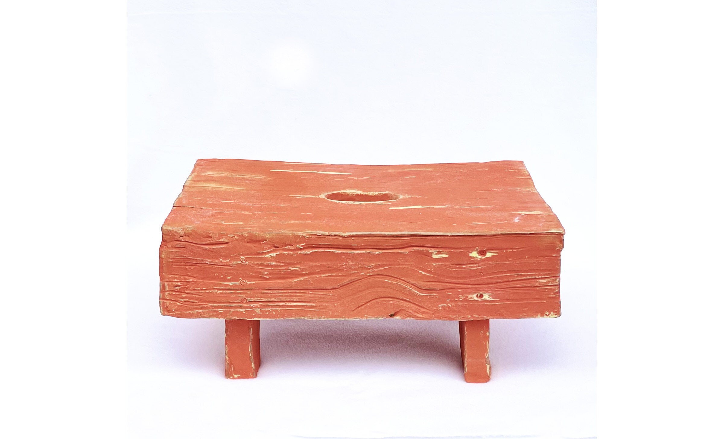 Trompe L'oeil Hand-Hewn Stool