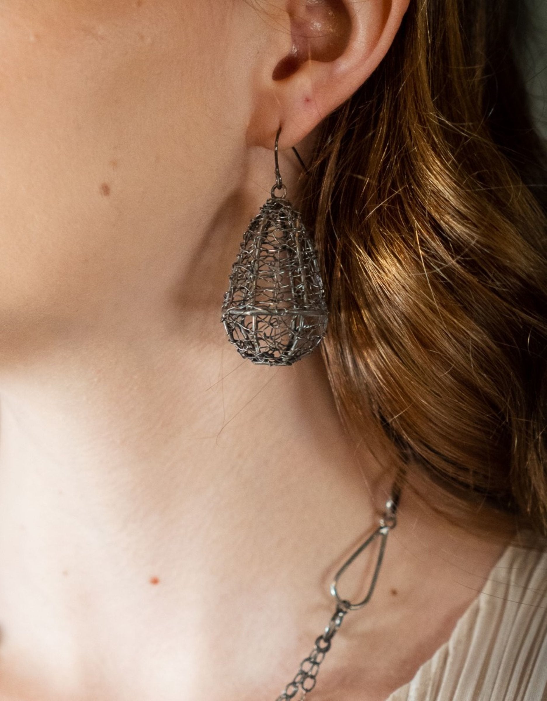 Crocheted Teardrop Earrings