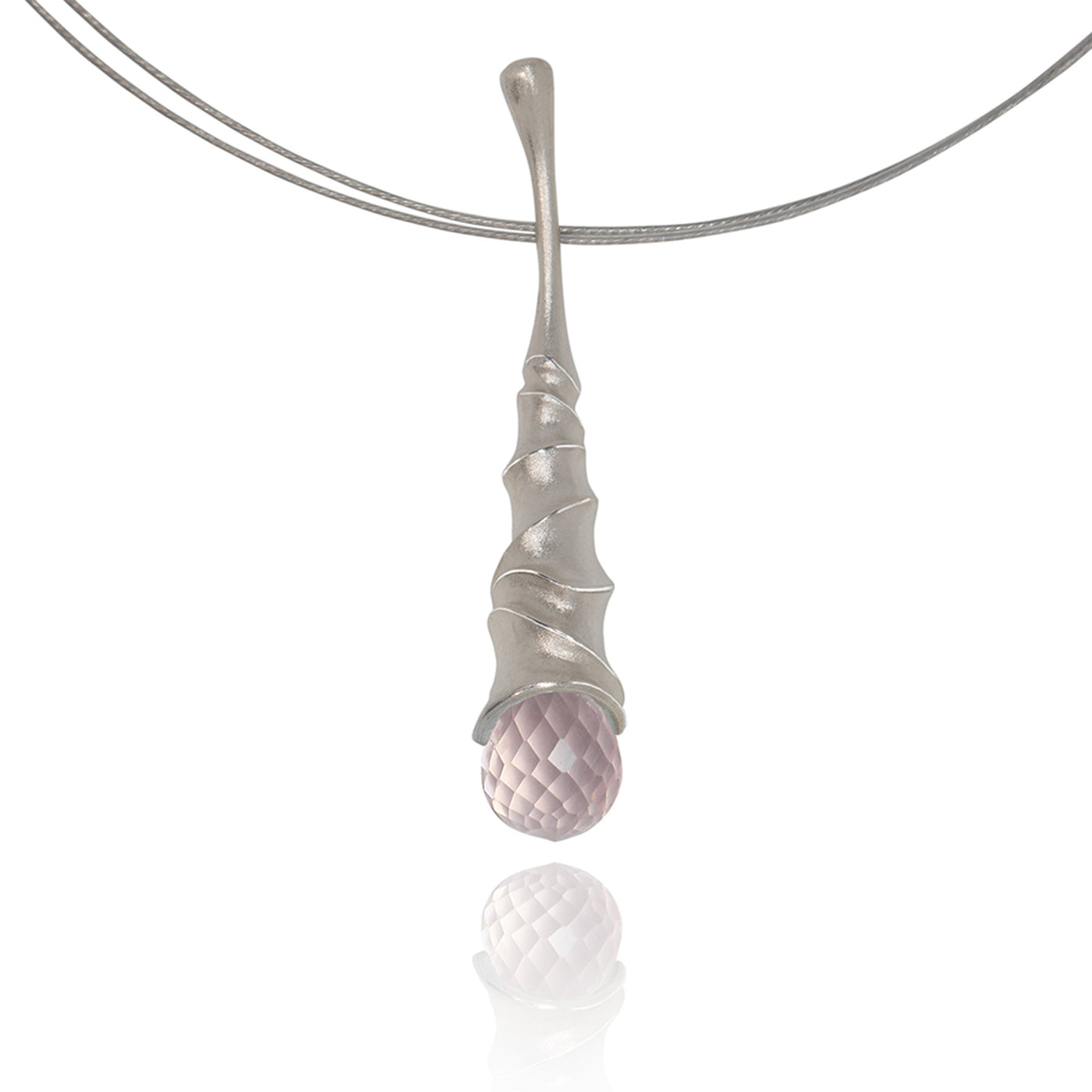 Sandblasted Silver with Rose Quartz