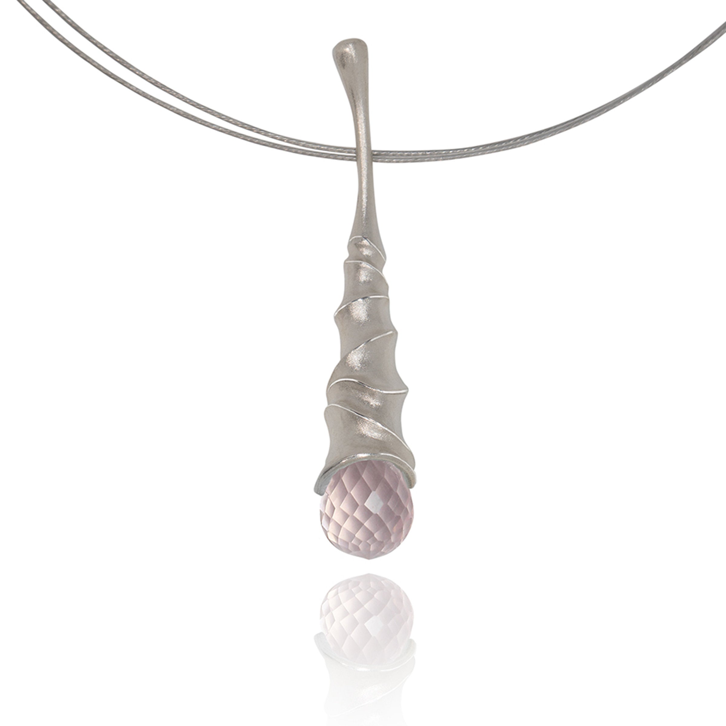 Sandblasted Silver with Rose Quartz
