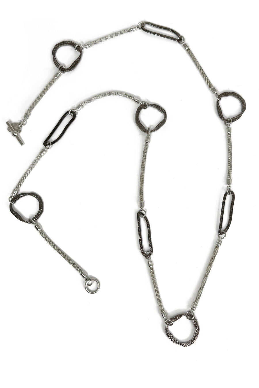 Long Hammered Link Necklace