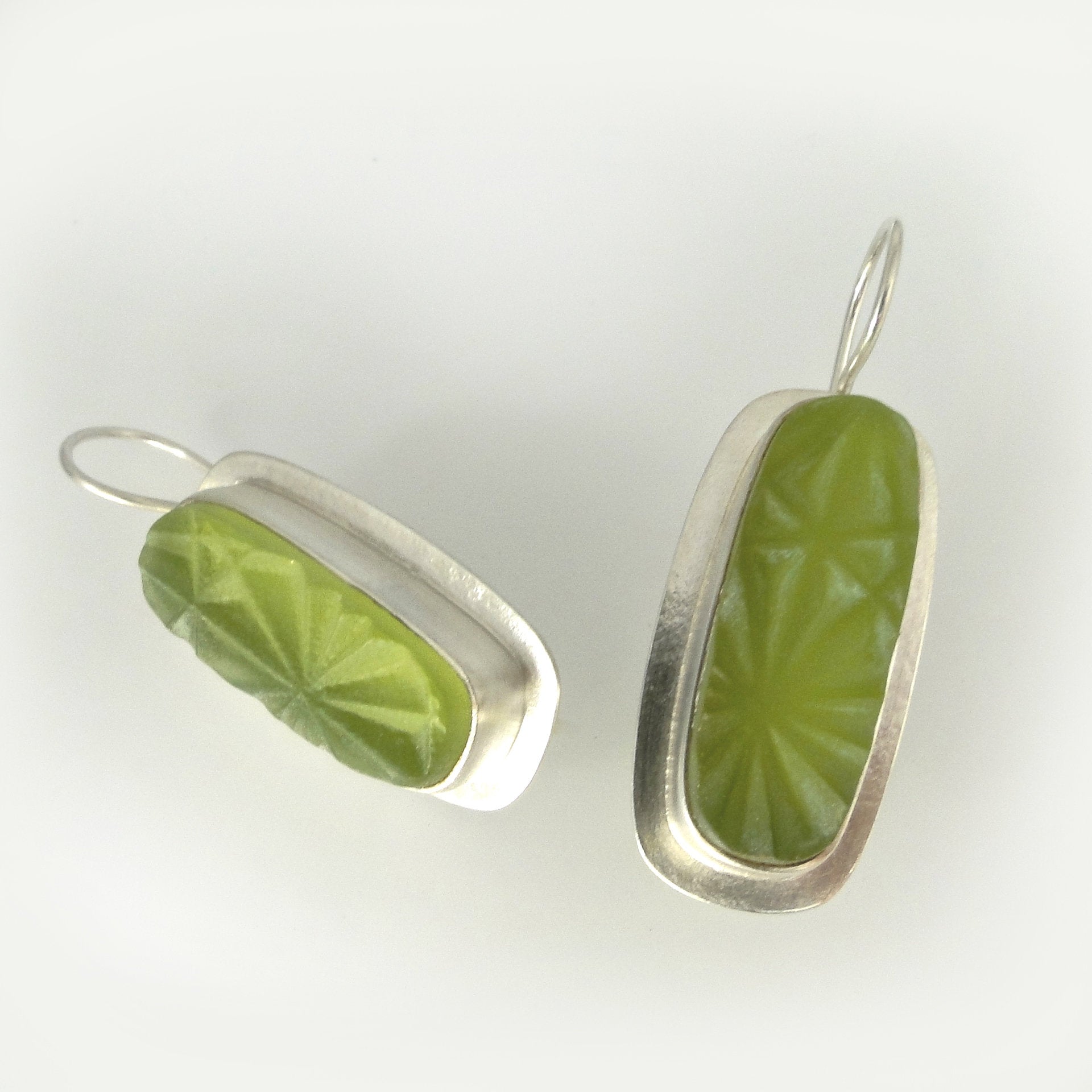 Vintage Green Long Rectangle Earring