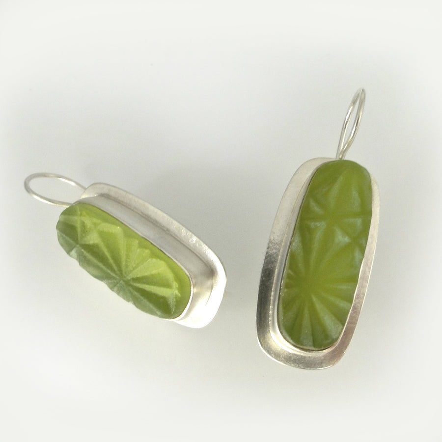 Vintage Green Long Rectangle Earring