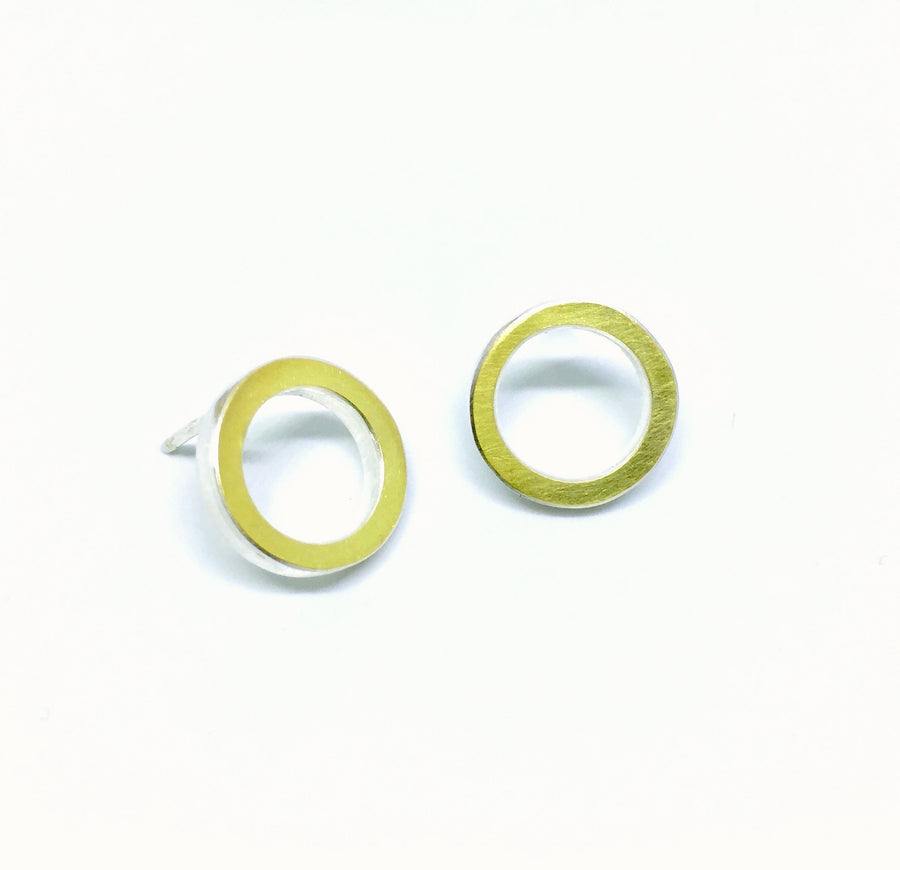 Gold Circle Post Earrings