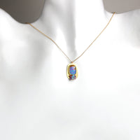 Lavender Boulder Opal & Sapphire Cluster Pendant