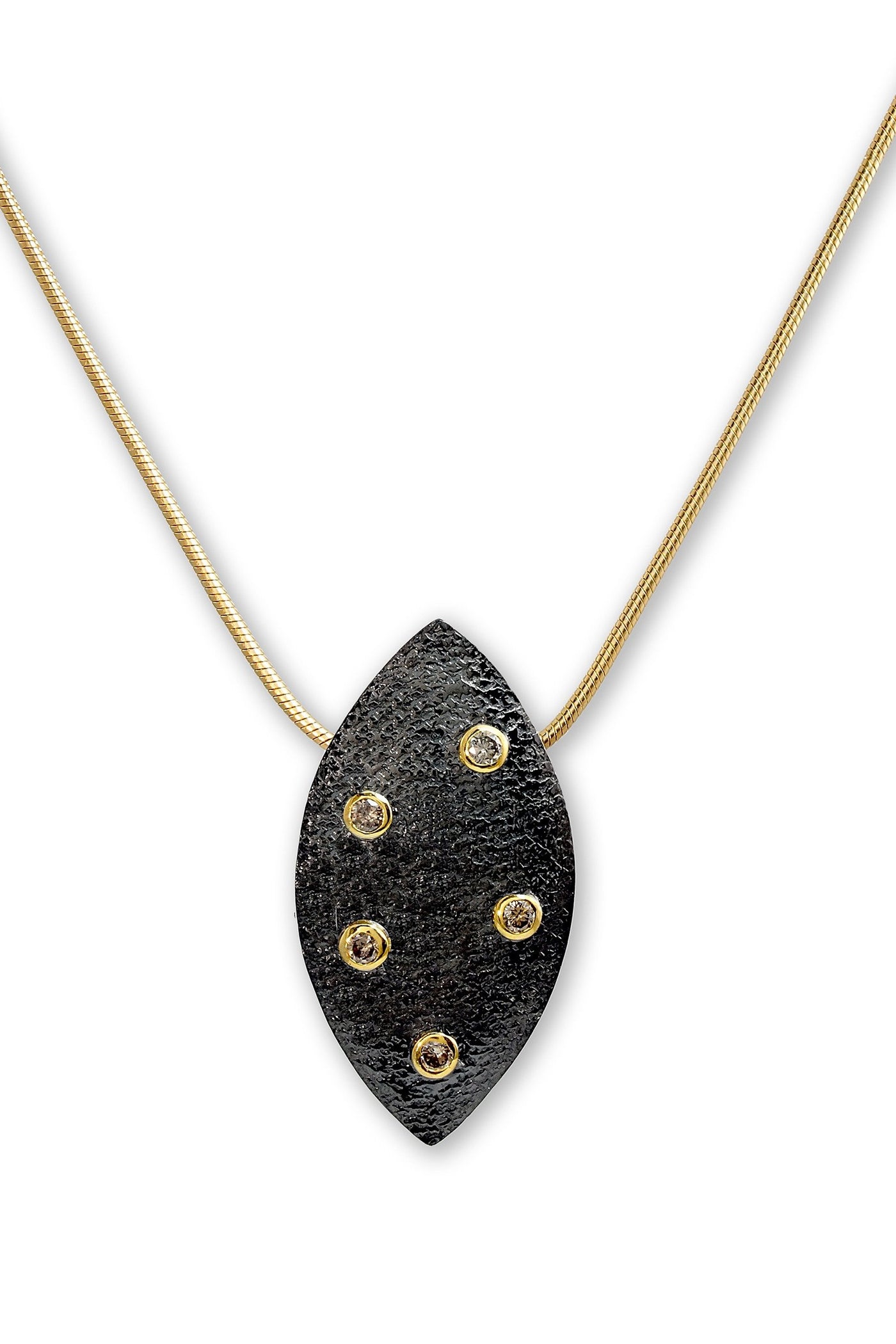 14k Gold & Black Rhodium Champagne Diamond Necklace