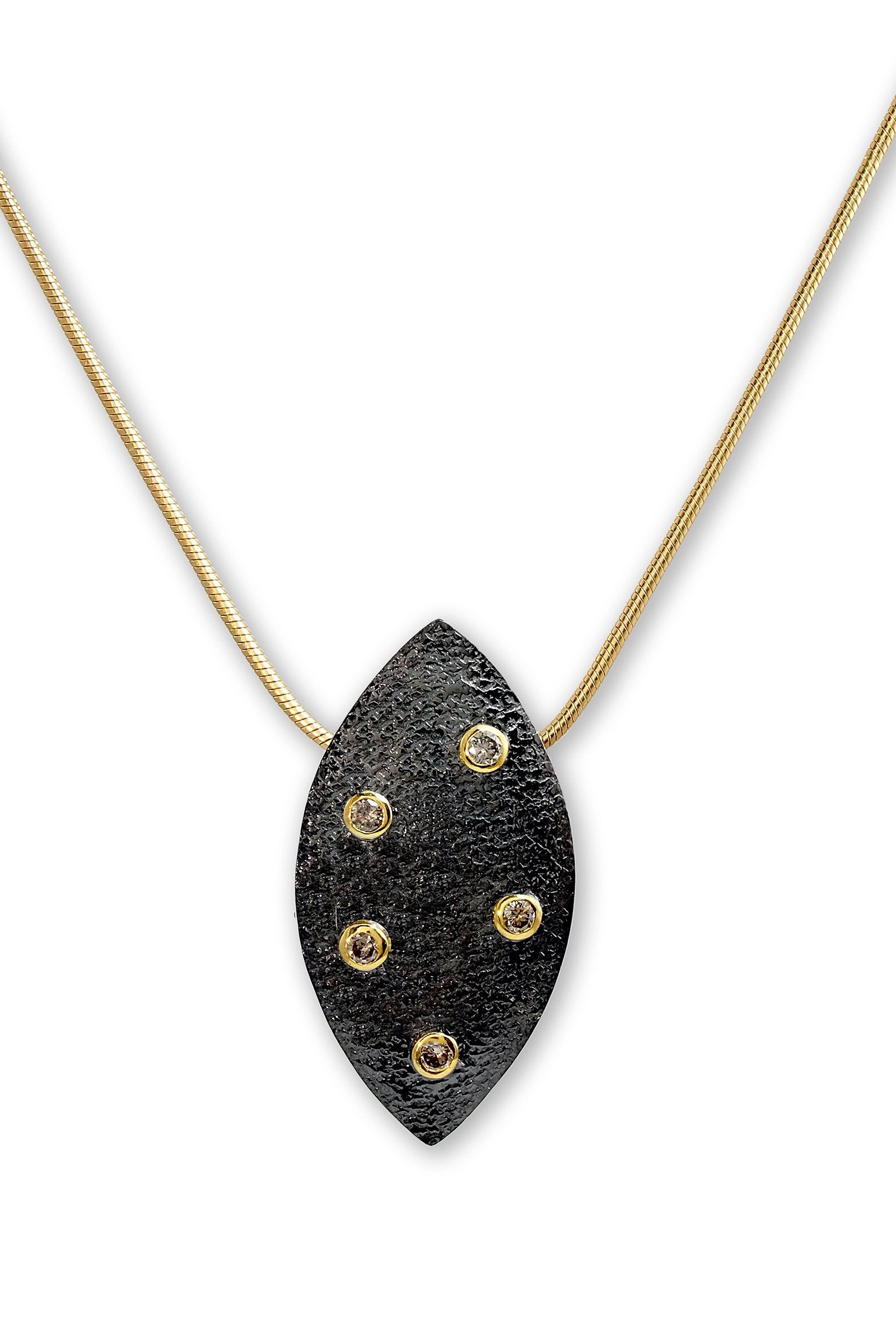 14k Gold & Black Rhodium Champagne Diamond Necklace