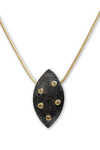 14k Gold & Black Rhodium Champagne Diamond Necklace