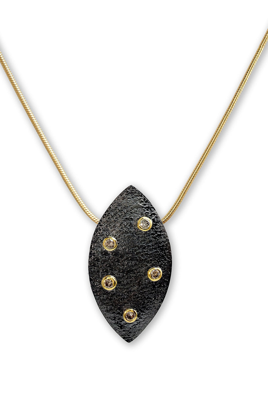 14k Gold & Black Rhodium Champagne Diamond Necklace