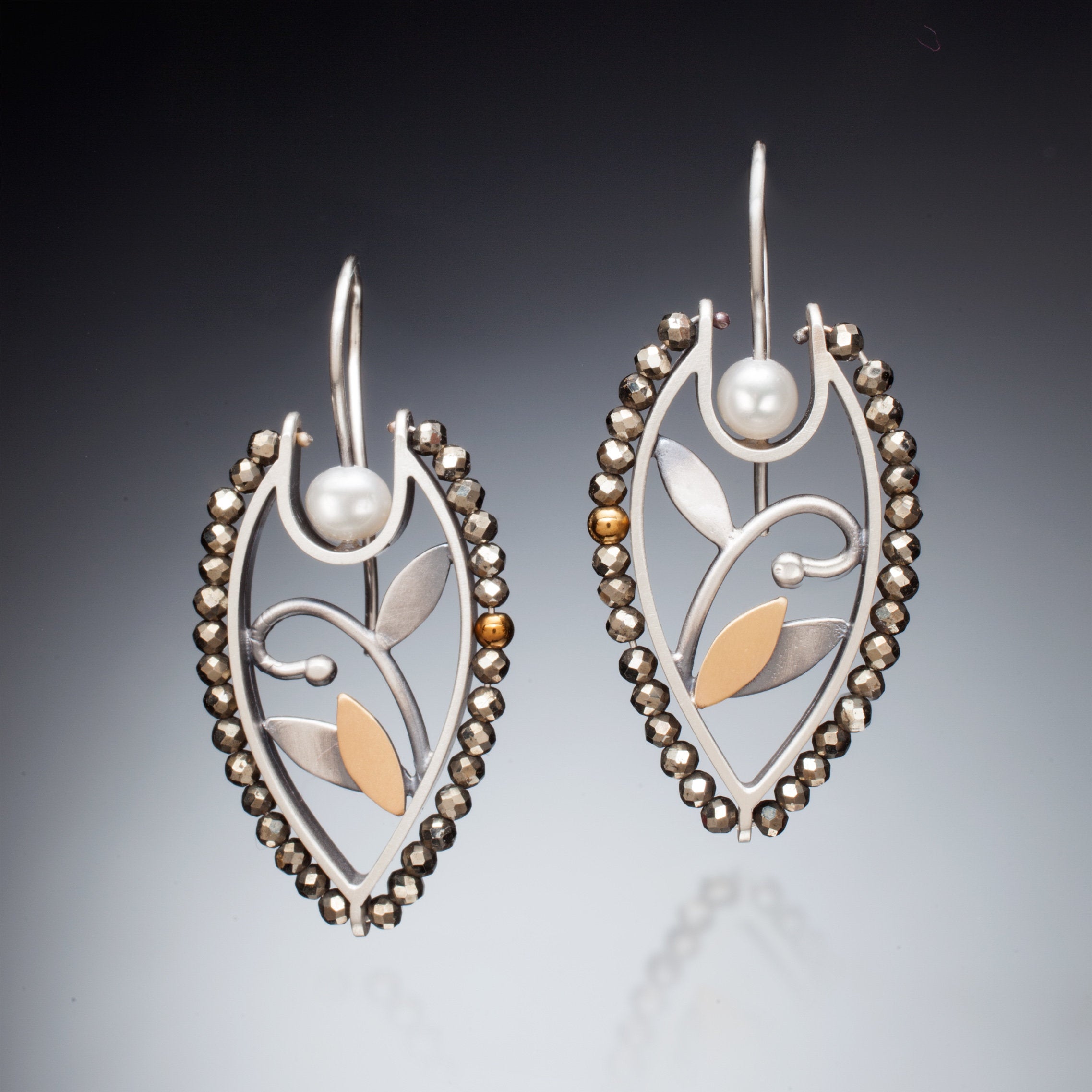 Mixed Metal Shield Earrings