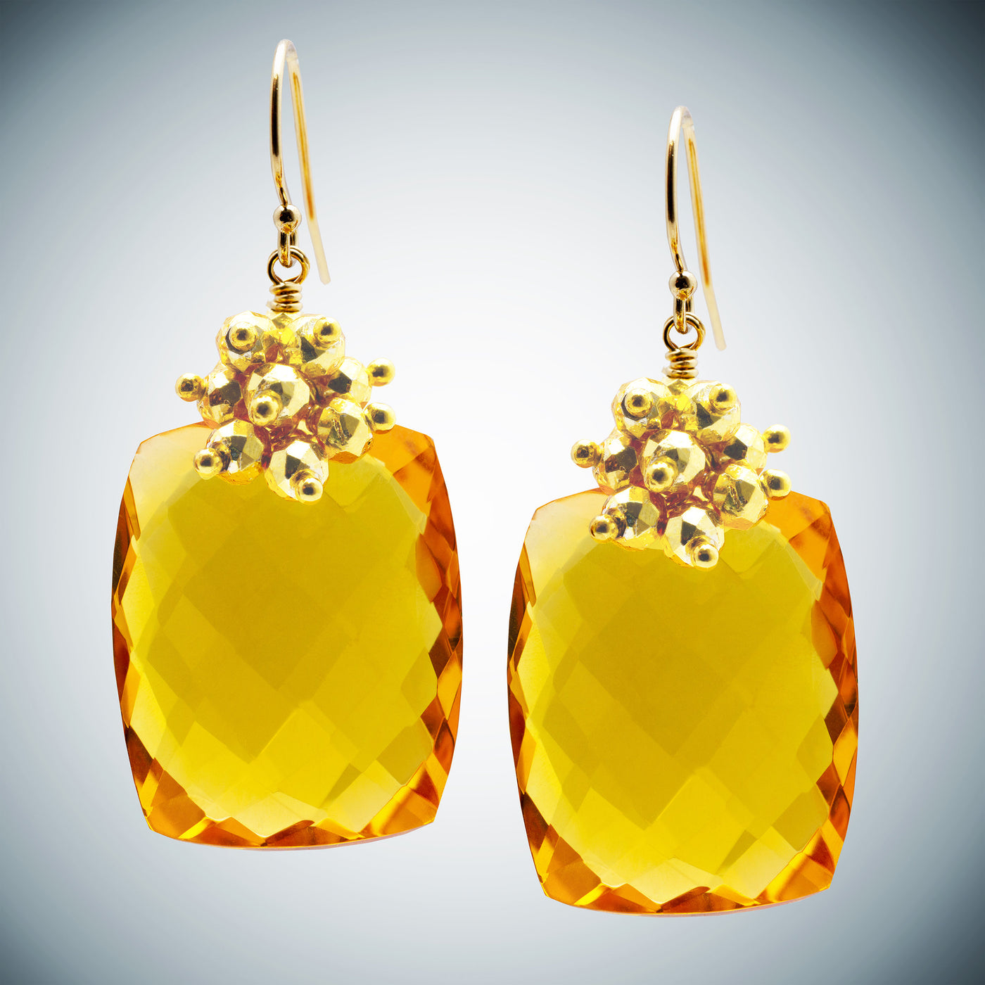 Gold Quartz and Gold Hematite Earrings