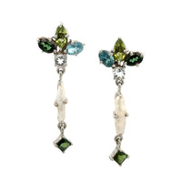 Green Gemstone Bouquet Earrings