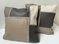Leather Appliqued Color Blocked Pillow #1