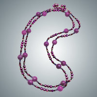 Fuchsia Agate, Iolite & Freshwater Pearl Necklace