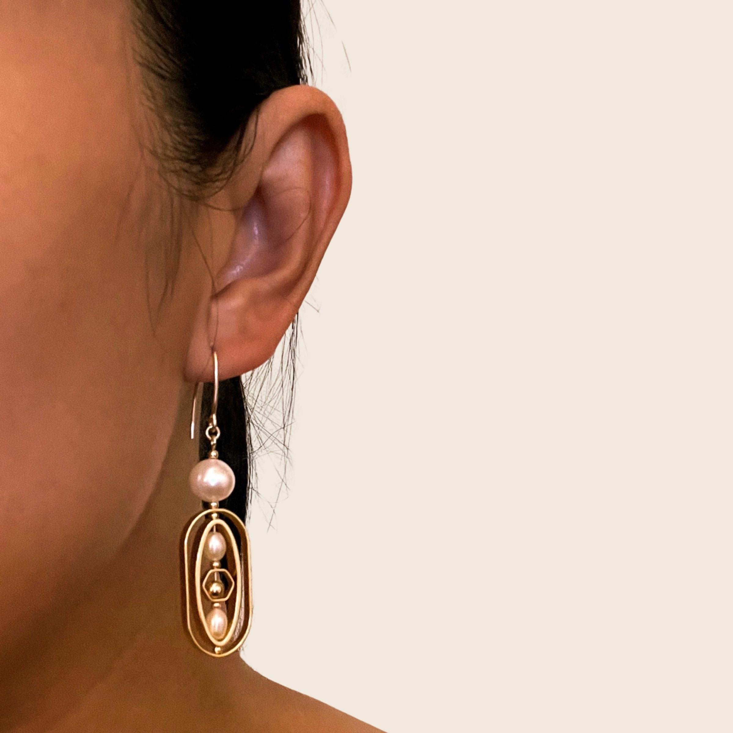 Pearls Geometric Earrings