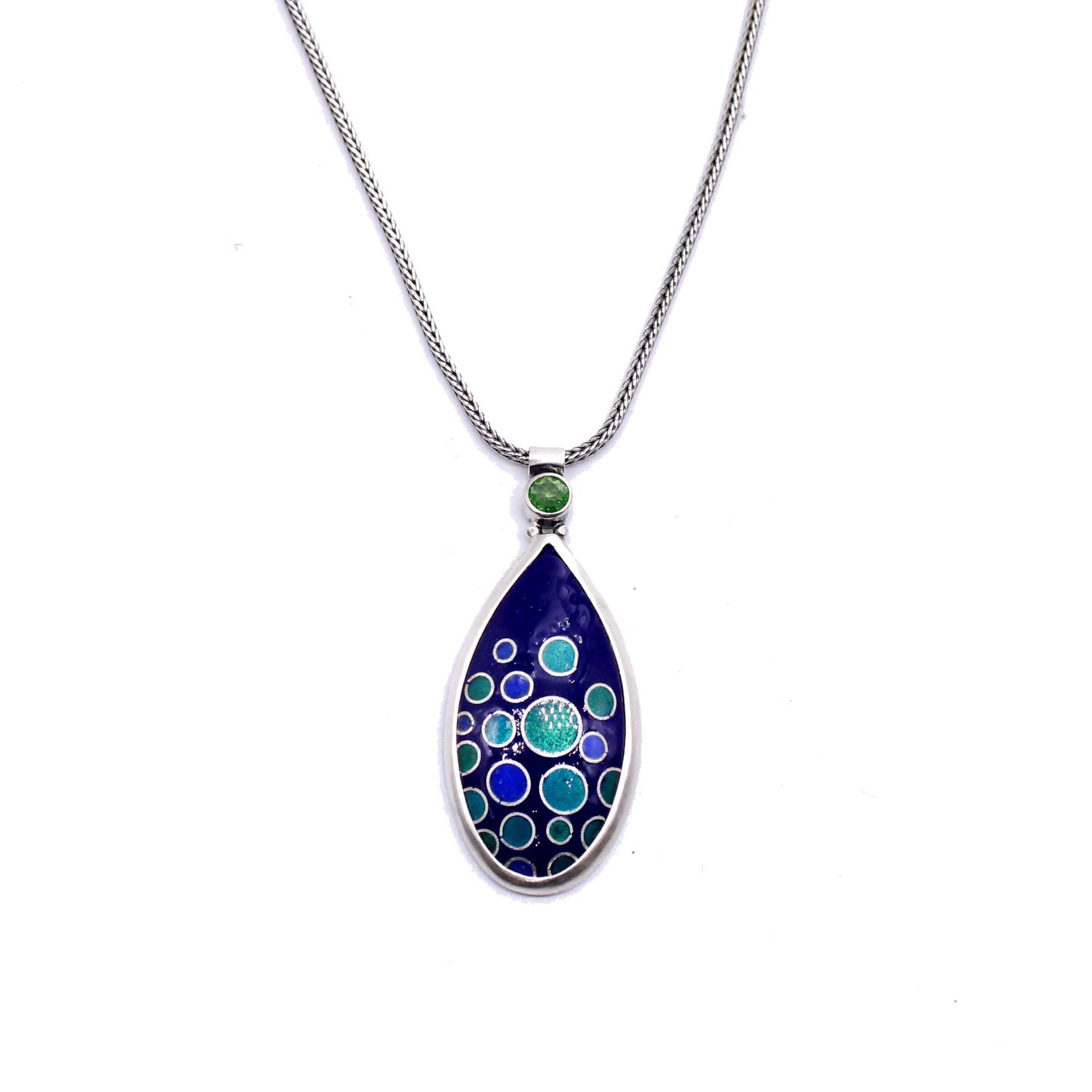 Blue & Green Enamel Bubble Necklace