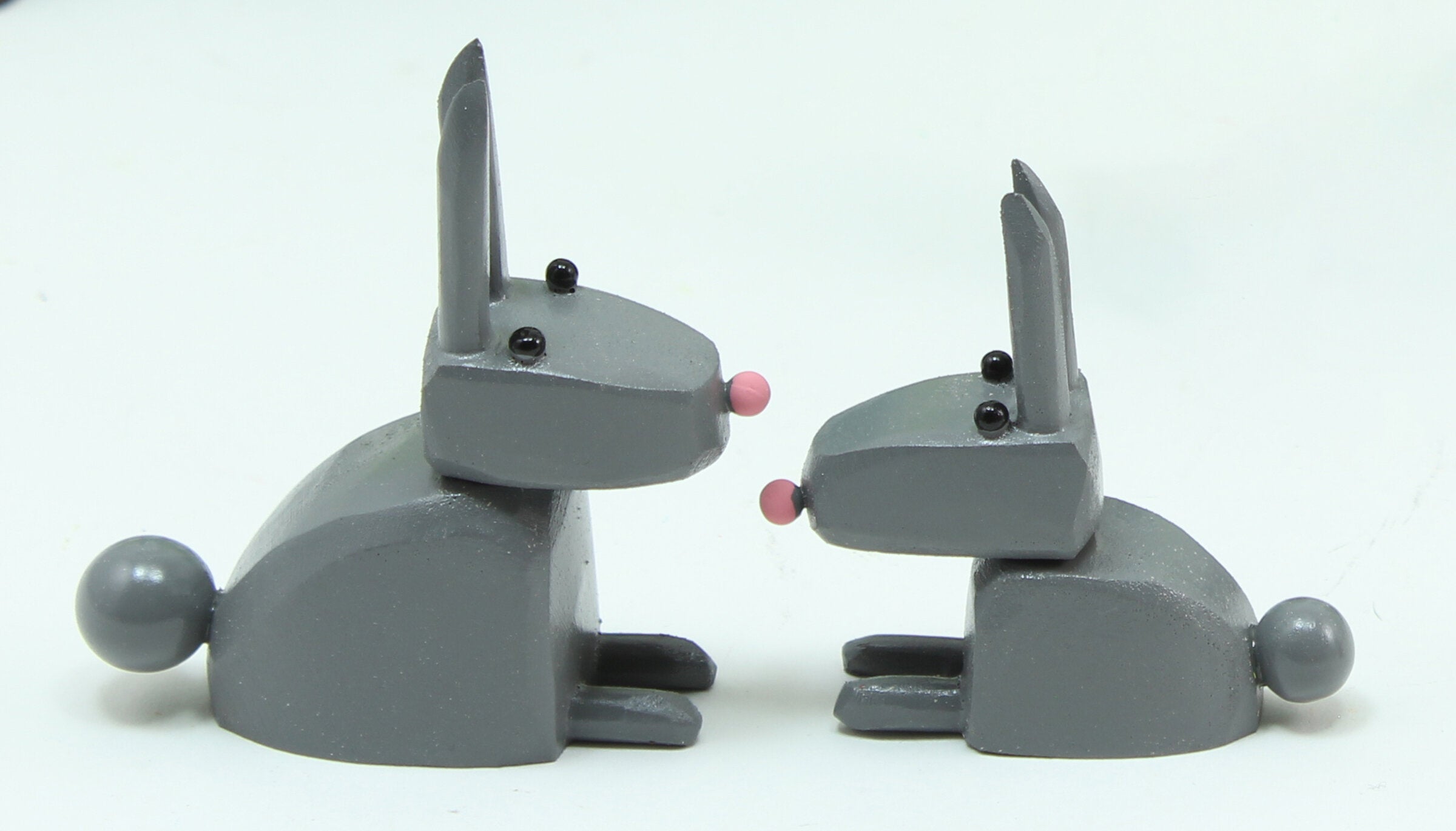 Gray Mama and Baby Bunny