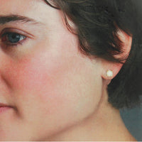 14k Yellow Gold and White Moonstones Stud Earrings
