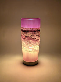 Satin Strata Pillar Lamp in Ruby and Tangerine