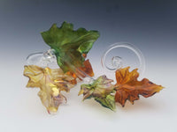 Quintuple Glass Leaf Sculpture in Multi